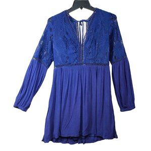 Loveriche Dress Sz Large Lined Sleeve Embroidered Lace Open Back Stretch